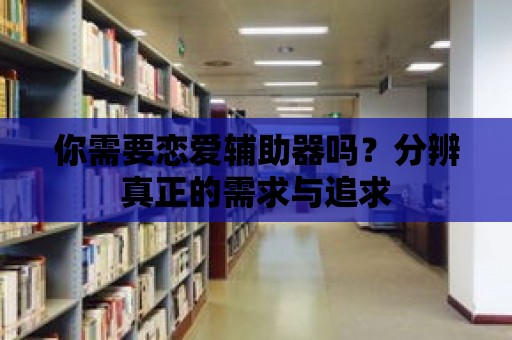 你需要戀愛輔助器嗎？分辨真正的需求與追求