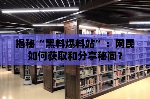 揭秘“黑料爆料站”：網(wǎng)民如何獲取和分享秘聞？