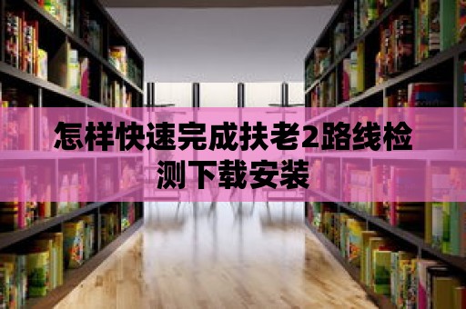 怎樣快速完成扶老2路線檢測下載安裝