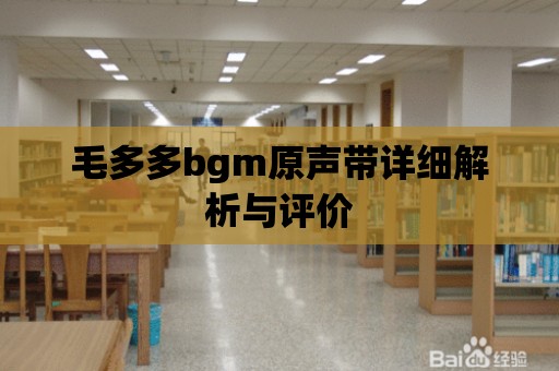 毛多多bgm原聲帶詳細解析與評價