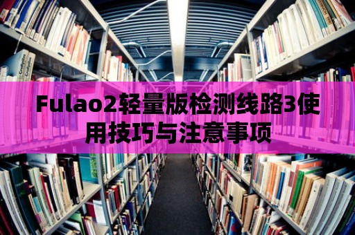 Fulao2輕量版檢測線路3使用技巧與注意事項