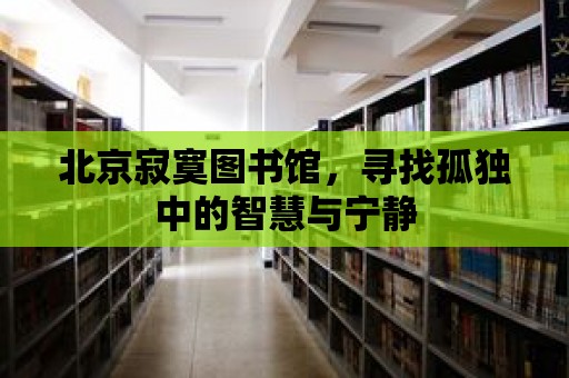 北京寂寞圖書館，尋找孤獨中的智慧與寧靜