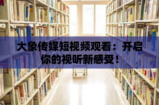 大象傳媒短視頻觀看：開啟你的視聽新感受！