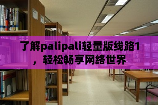 了解palipali輕量版線路1，輕松暢享網絡世界