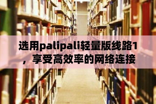 選用palipali輕量版線路1，享受高效率的網(wǎng)絡(luò)連接