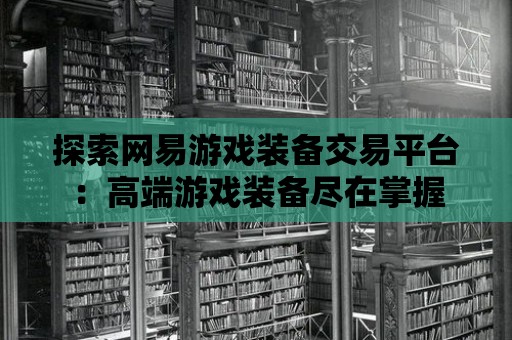 探索網易游戲裝備交易平臺：高端游戲裝備盡在掌握