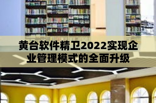 黃臺軟件精衛2022實現企業管理模式的全面升級