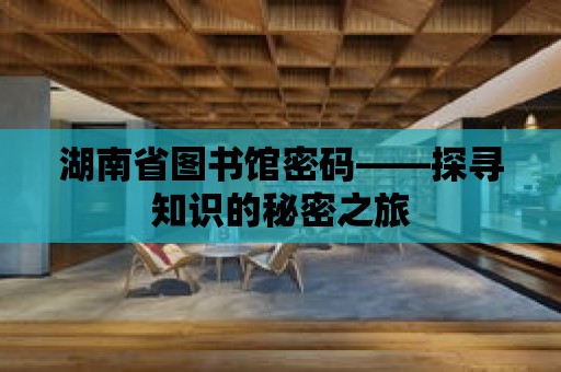 湖南省圖書館密碼——探尋知識的秘密之旅