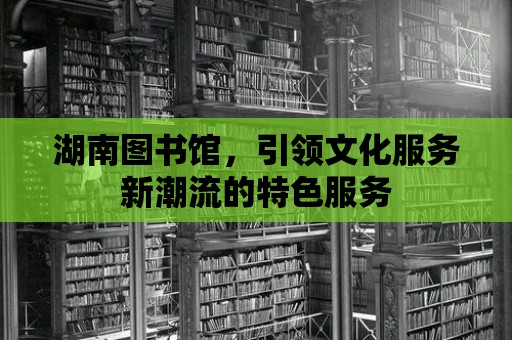 湖南圖書(shū)館，引領(lǐng)文化服務(wù)新潮流的特色服務(wù)