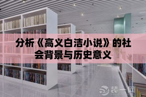 分析《高義白潔小說》的社會背景與歷史意義