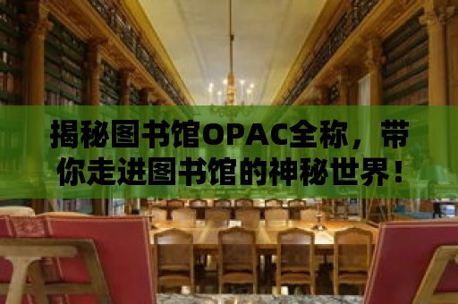 揭秘圖書館OPAC全稱，帶你走進(jìn)圖書館的神秘世界！