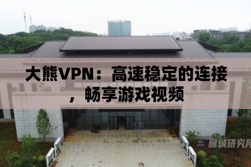 大熊VPN：高速穩(wěn)定的連接，暢享游戲視頻