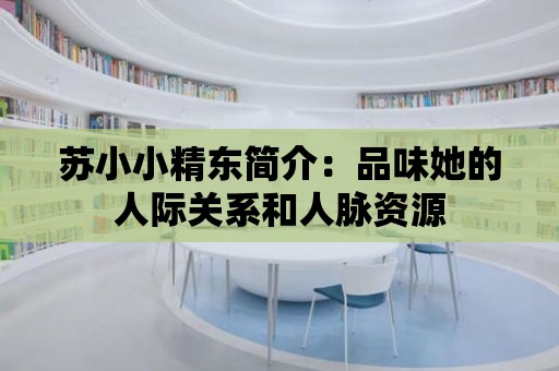 蘇小小精東簡介：品味她的人際關系和人脈資源