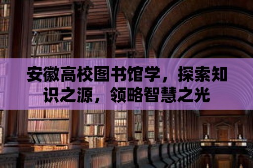 安徽高校圖書館學，探索知識之源，領略智慧之光