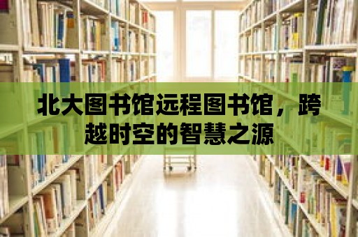 北大圖書館遠程圖書館，跨越時空的智慧之源