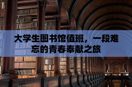 大學生圖書館值班，一段難忘的青春奉獻之旅