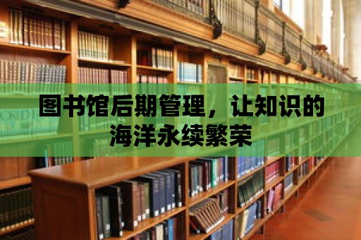 圖書館后期管理，讓知識的海洋永續繁榮