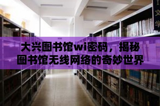 大興圖書館wi密碼，揭秘圖書館無線網絡的奇妙世界