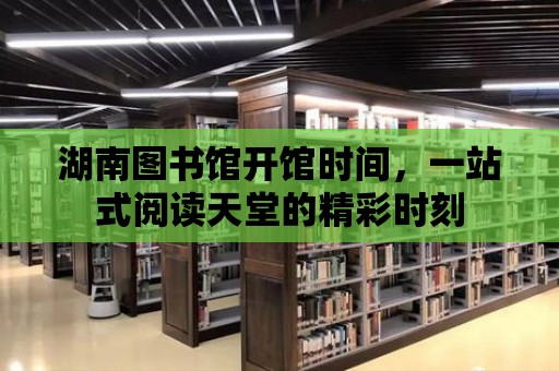 湖南圖書館開館時間，一站式閱讀天堂的精彩時刻