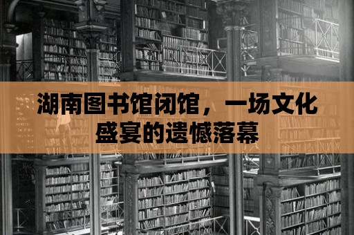 湖南圖書館閉館，一場文化盛宴的遺憾落幕