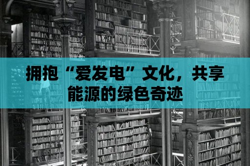 擁抱“愛發電”文化，共享能源的綠色奇跡